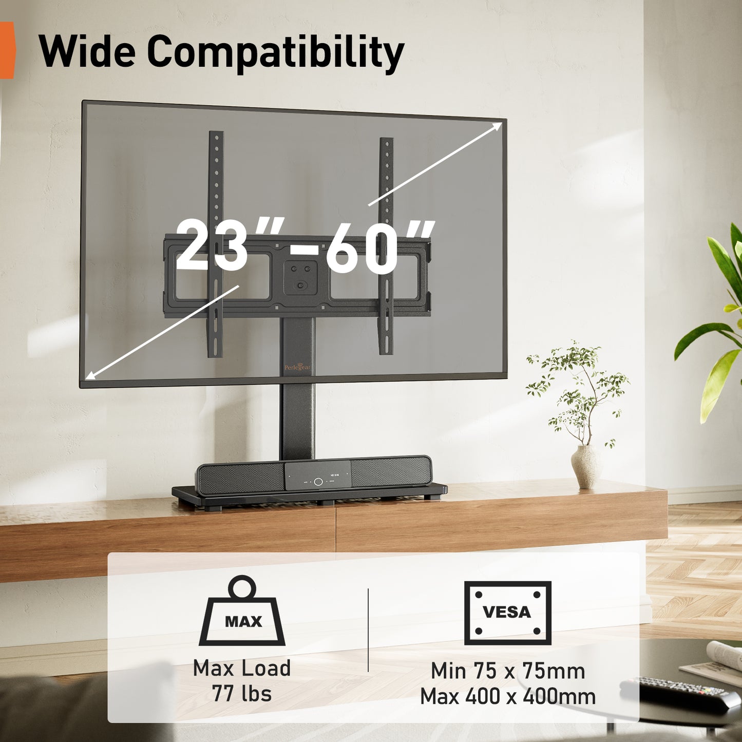 Fixed Tabletop TV Stand For 23" To 60" TVs