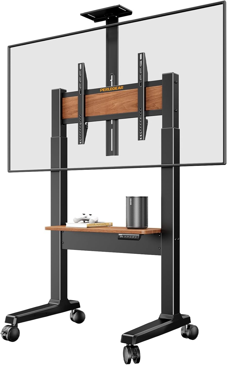 Motorized Mobile TV Stand on Wheels for 37–86 Inch TVs