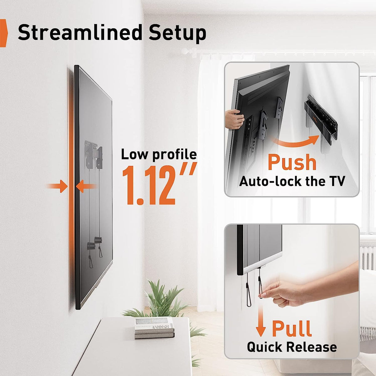 Studless TV Wall Mount For 24" To 55" TVs Perlegear