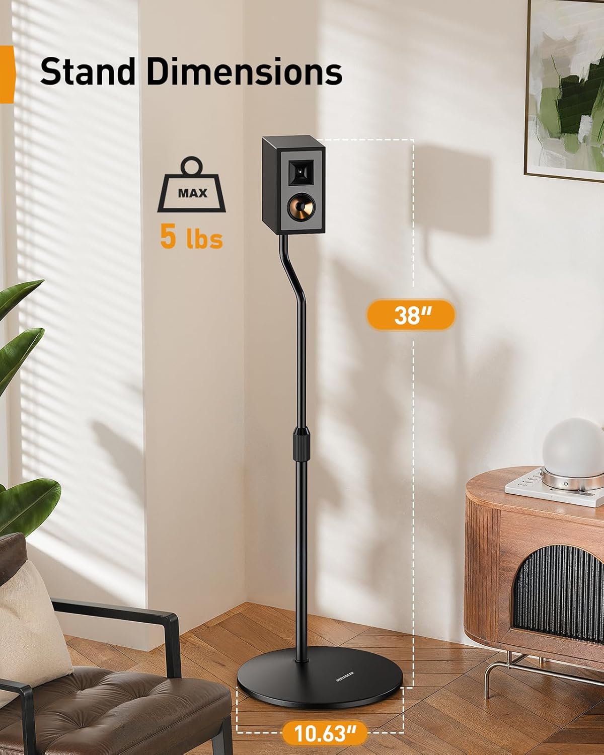 Height-Adjustable Speaker Stand Pair