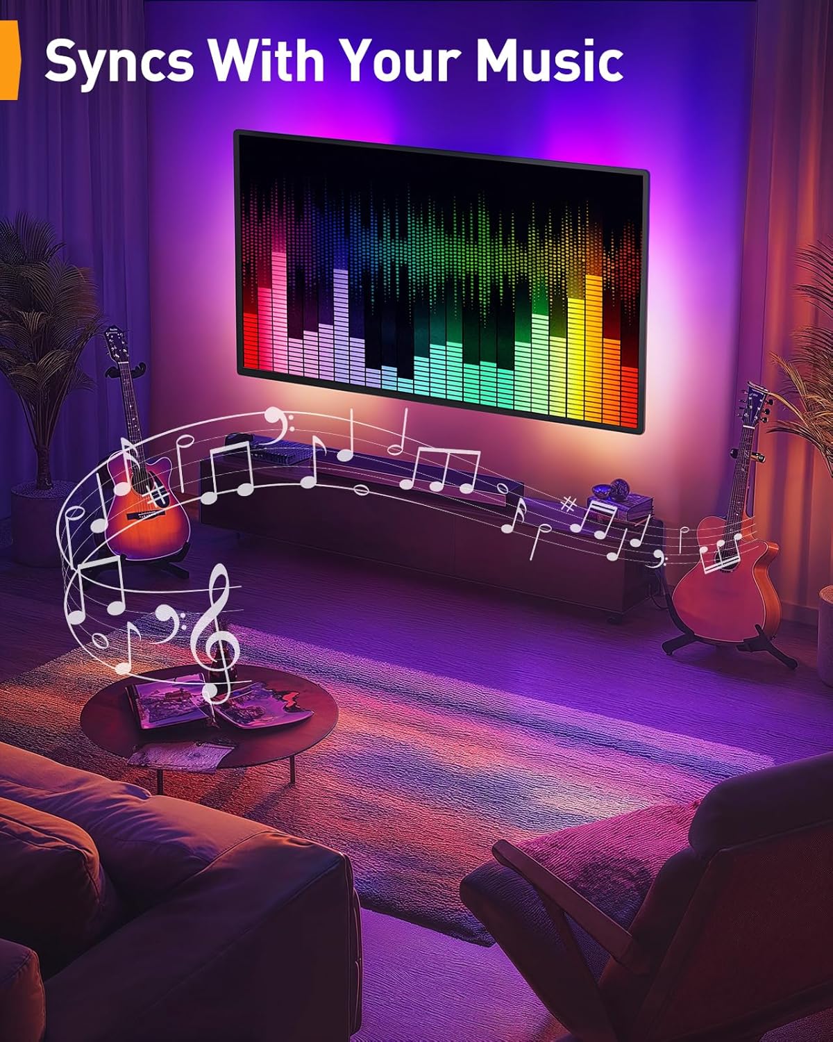 Pre-Assembled TV Wall Mount with LED Lights for 26-65 inch TVs, PGMF20-US