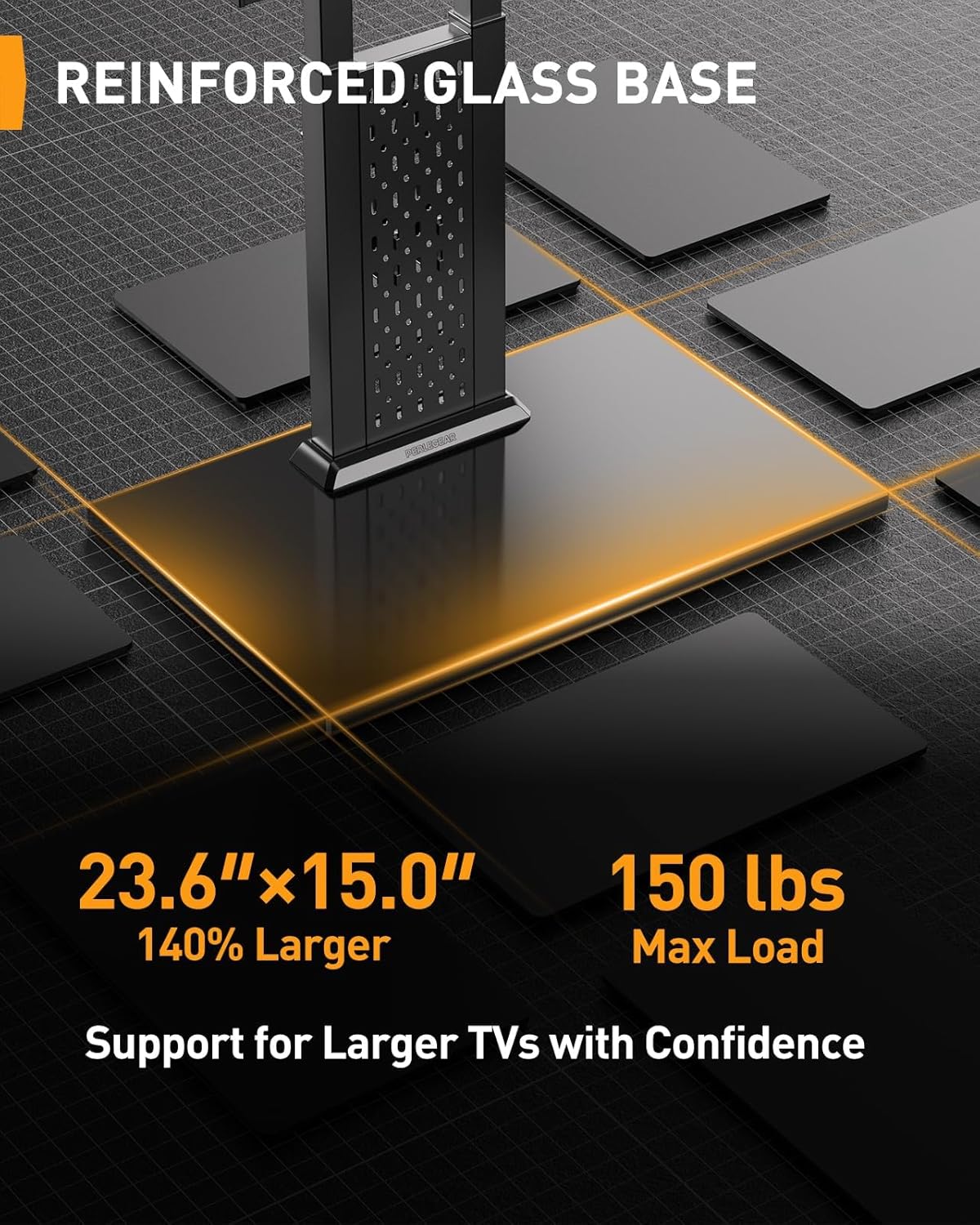 Universal Swivel TV Stand for 42-90 Inch TVs, Glass Base up to 150 lbs