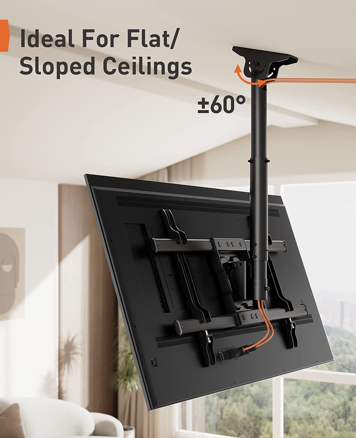 Multi-Adjustable Ceiling TV Mount For 37" To 75" TVs, PGLCM1