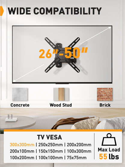 Full Motion TV Wall Mount For 26" to 50" TVs, PGMF13-US