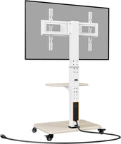 TV Cart（White） with Power Outlet For 32" To 75" TVs
