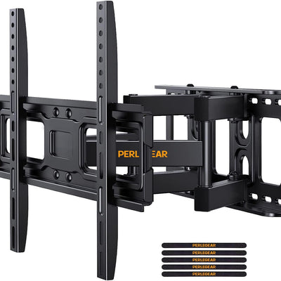 Perlegear TV Wall Mount Bracket Full Motion for 26-65 Inch LED, LCD, OLED Flat Curved TVs, TV Mount with Dual Swivel Articulating Arms Extension Tilt, Max VESA 400x400mm Fits 12/16