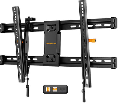 Perlegear Tilting TV Wall Mount for 42–90 Inch TVs with Leveling Adjustment, Low Profile TV Mount up to 132 lbs, Wall Mount Bracket Fits 8”/12”/16”/24” Wood Studs, Max VESA 600x400mm, PGLT9