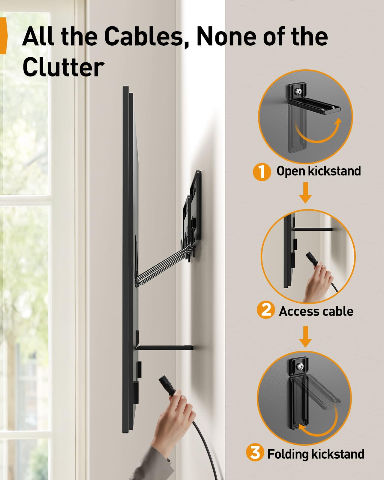 Perlegear Ultra Slim TV Wall Mount for 42”- 86” Flat and Neo QLED Frame TVs, Only 0.3” Low Profile TV Mount, Flat Television Wall Mount Holds up to 132 lbs, Only Included M6 Screws