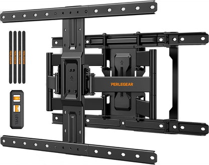 Perlegear Ultra Slim TV Wall Mount 1.1" Low Profile for 42-90" TVs, Fits 16"/24" Studs, Full Motion TV Mount Wall Bracket with Dual Articulating Arms, Swivel, Tilt, Max VESA 600x400mm, Holds 132lbs