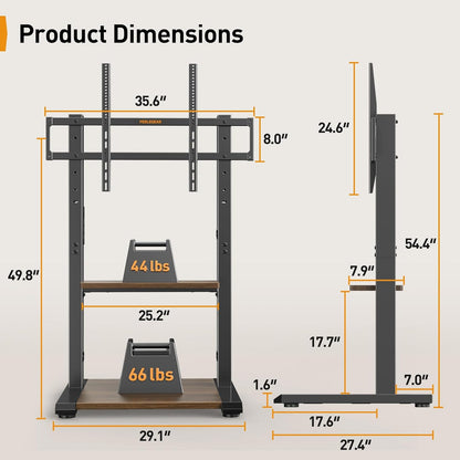 Perlegear Floor TV Stand for 50–110″ TVs with Power Strip, Holds Up to 250 lbs, Universal Standing TV Mount with Adjustable Shelf & Feet, Max VESA 800x600mm, Tall TV Stand for Living Room, PGFS20B