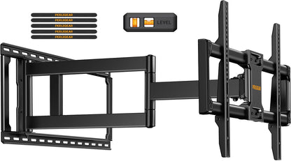 Perlegear Long Arm Full Motion TV Wall Mount for 42–90 Inch TVs up to 150 lbs, 40″ Long Extension, Pre-Assembled Corner TV Mount with Full Swivel, Tilt, Fits 8″/12″/16″/24″ Studs, Max VESA 800x400mm