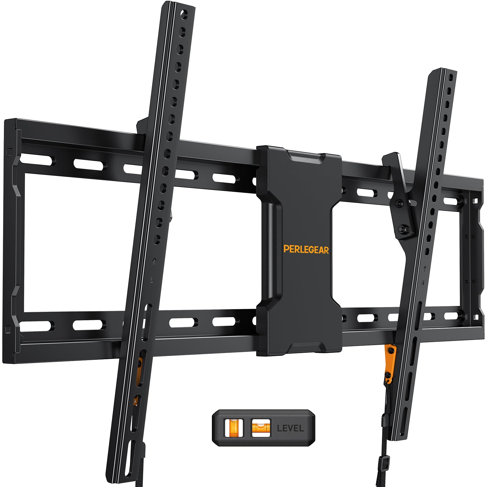 Perlegear Tilting TV Wall Mount for Most 37-82 inch TVs up to 132 lbs, Low Profile Tilt TV Mount Wall Bracket for Flat or Curved TVs, Fits 24”/18”/16” Studs, Max VESA 600x400mm, PGLT2