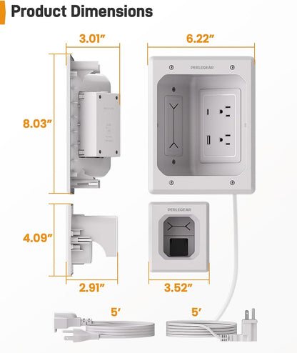 Cord Hider for Wall Mount TV with AC Outlets