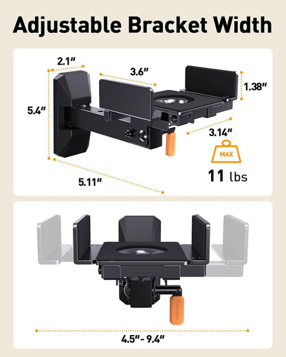 Pre-Assembled Bookshelf Speaker Mount with Cushioned Tilt Knob