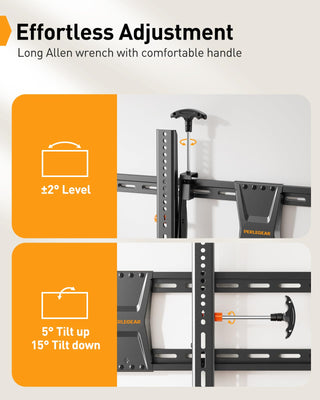 Perlegear Tilting TV Wall Mount for 42–90 Inch TVs up to 132 lbs, Low-Profile TV Mount Wall Bracket with Leveling After Mounting, Fast Install with Template & Hardware, Max VESA 800 x 400mm, PGXT5
