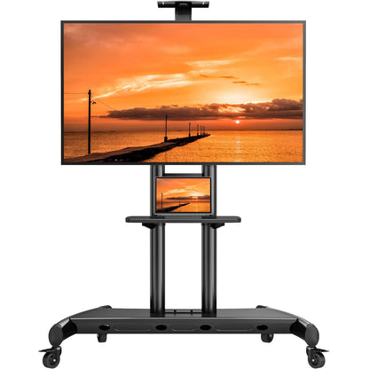 Perlegear Floor TV Stand for 50–110″ TVs with Power Strip, Holds Up to 250 lbs, Universal Standing TV Mount with Adjustable Shelf & Feet, Max VESA 800x600mm, Tall TV Stand for Living Room, PGFS20B