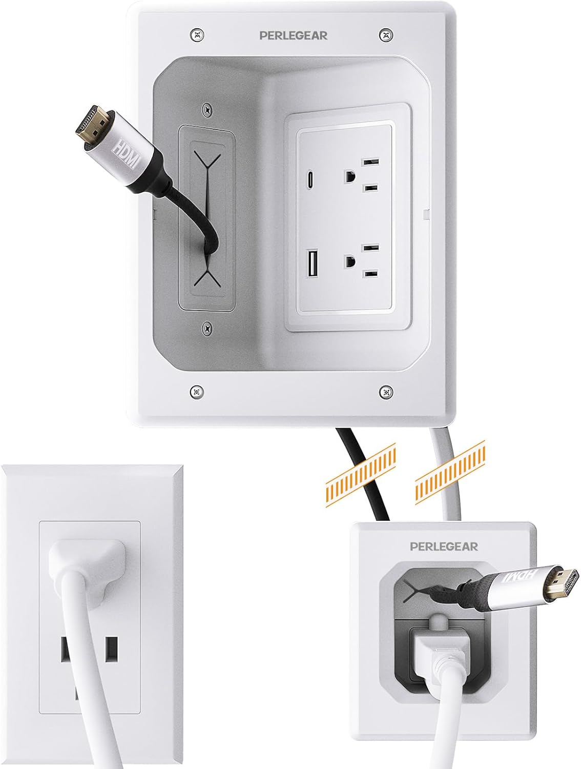 Cord Hider for Wall Mount TV with AC Outlets