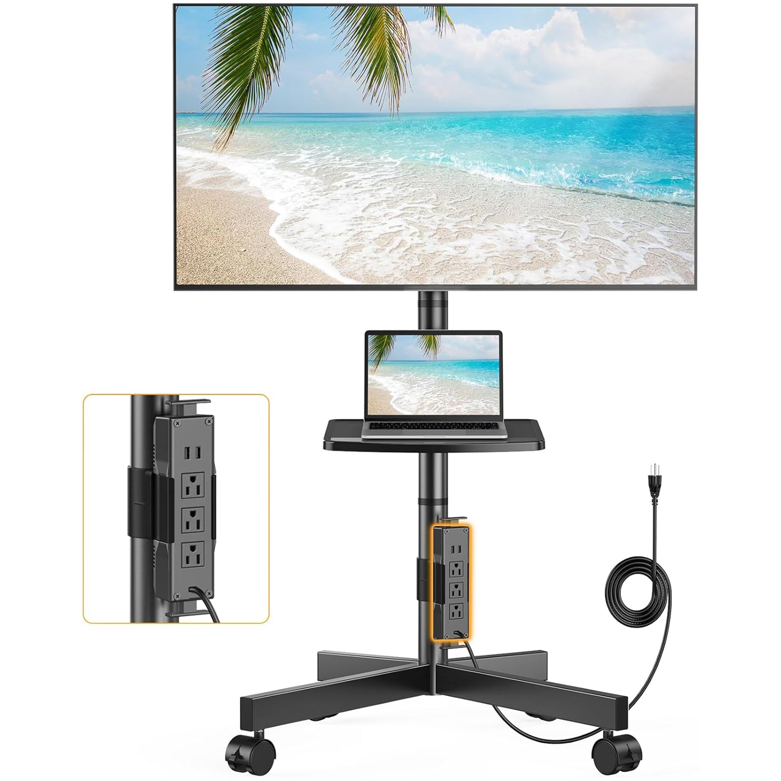 Rolling TV Stand Portable for 23-60″ TVs