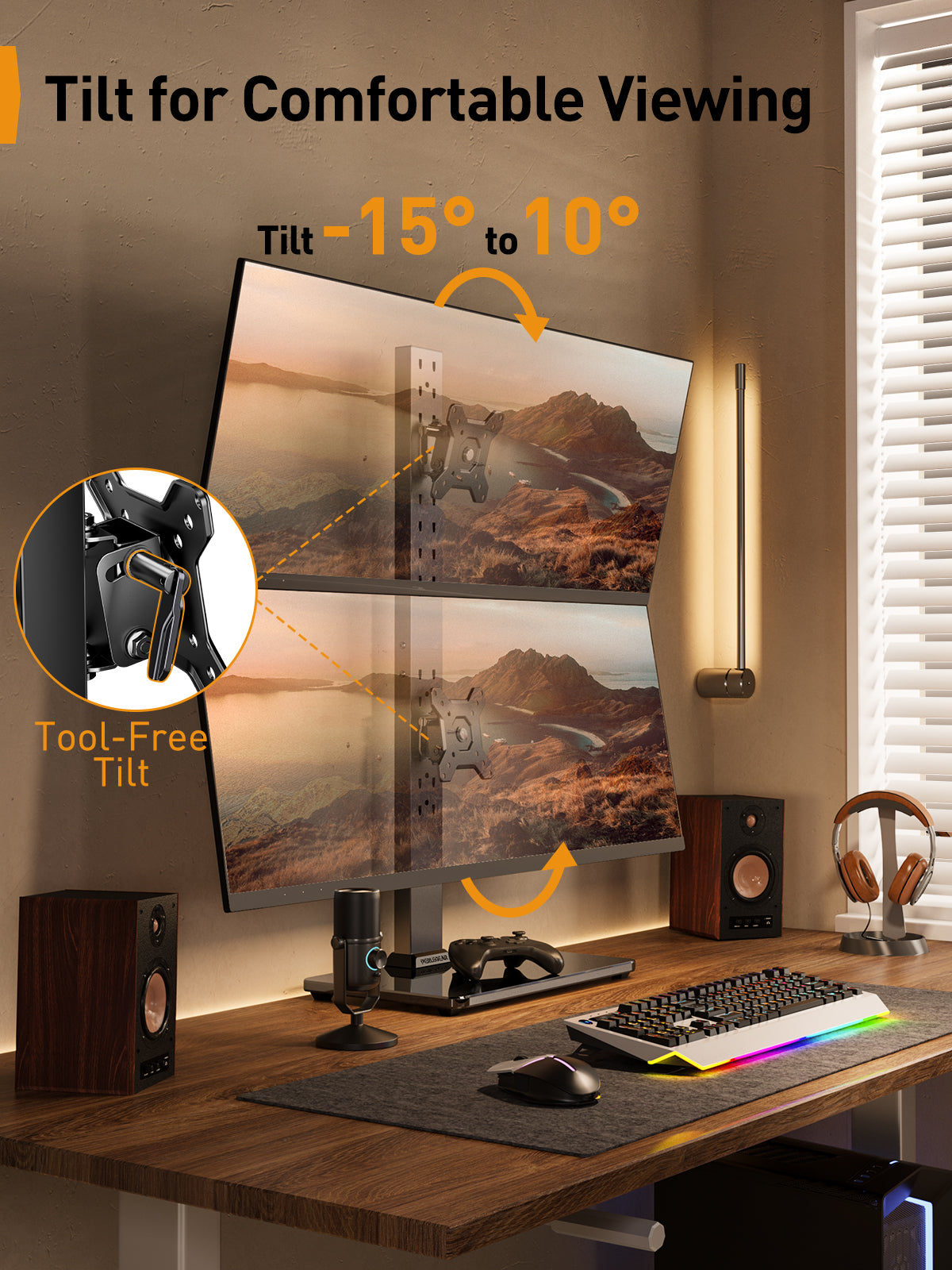 Dual Monitor Stand for 13" to 40" Screens