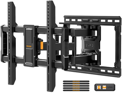 Perlegear UL-Listed Full Motion TV Wall Mount for 40–86 Inch Flat Curved TVs up to 132 lbs, 12″/16″ Wood Studs, TV Mount Bracket with Tool-Free Tilt, Swivel, Extension, Max VESA 600 x 400mm, PGLF15