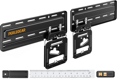 Perlegear Ultra Slim TV Wall Mount for 42”- 86” Flat and Neo QLED Frame TVs, Only 0.3” Low Profile TV Mount, Flat Television Wall Mount Holds up to 132 lbs, Only Included M6 Screws