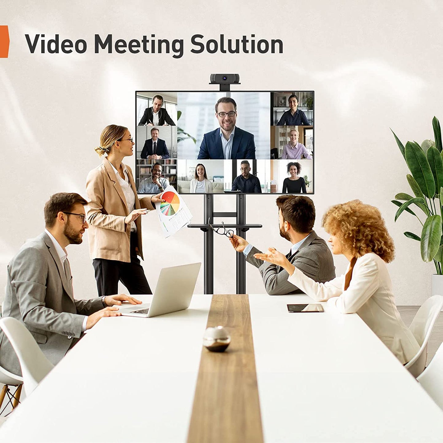 Heavy-Duty TV Cart For 55" To 90" TVs