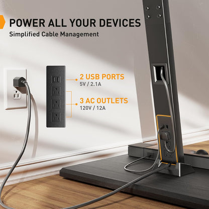 Rolling TV Stand with Power Outlet, Fits 30-70 Inch TVs