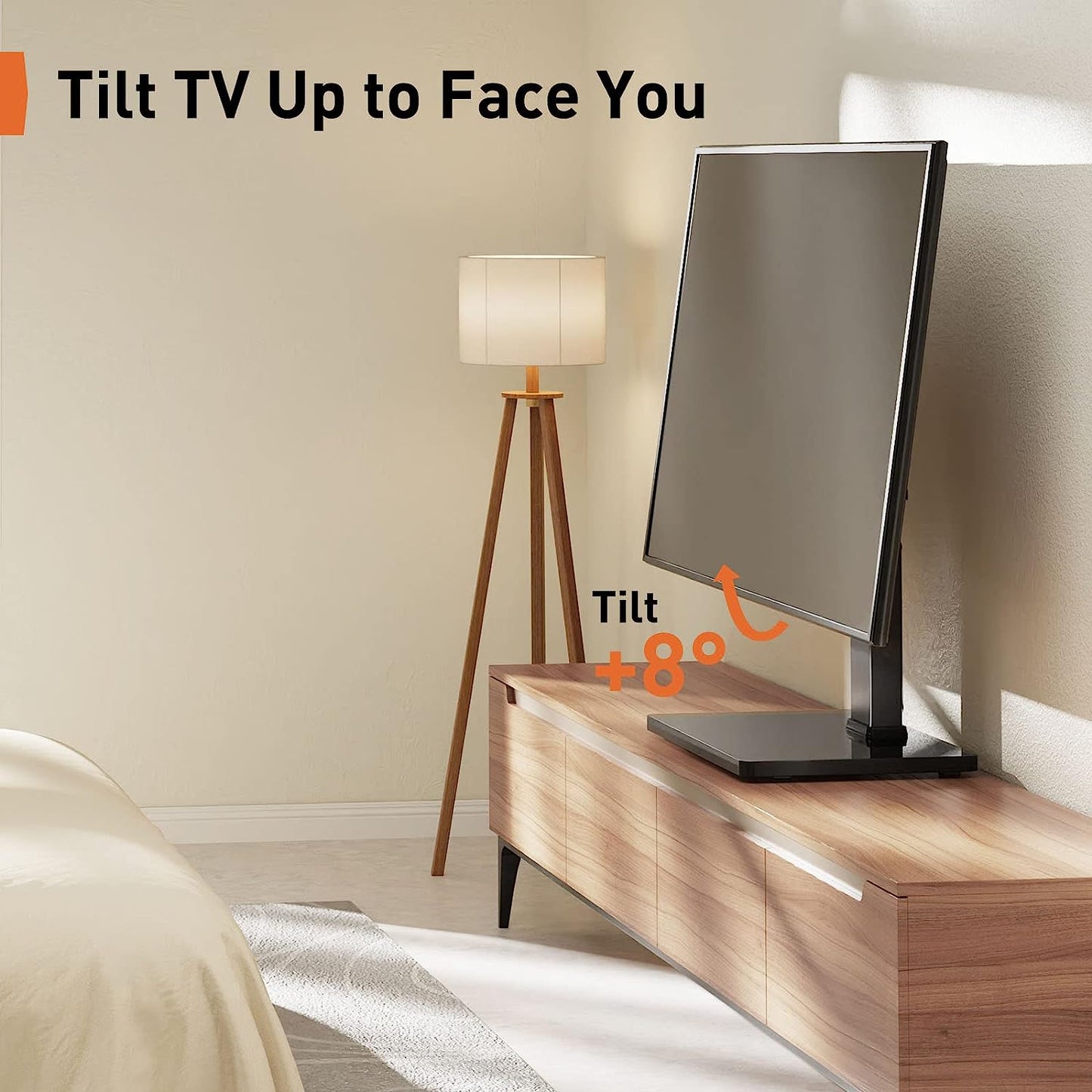 Swivel Tabletop TV Stand With Integrated Power Strip For 32" to 60" TVs