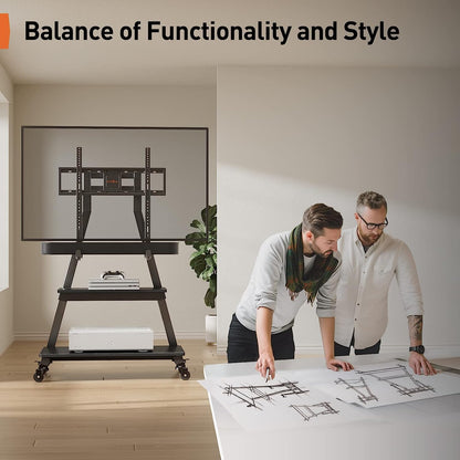 Heavy-Duty TV Cart For 43" To 83" TVs With Soundbar Mount