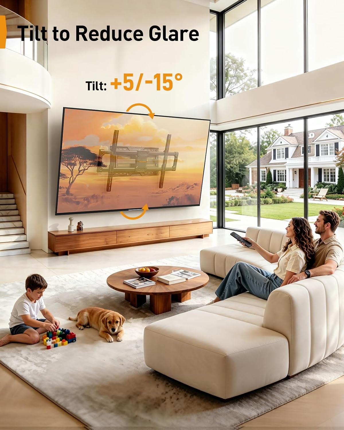 Perlegear Large Full Motion TV Wall Mount for 55–120 inch TVs up to 220 lbs | 20% thicker heavy-duty steel, pre-assembled tv mount, tool-free tilt, swivel, extend, fits 16"/24" studs, max VESA 900x600mm