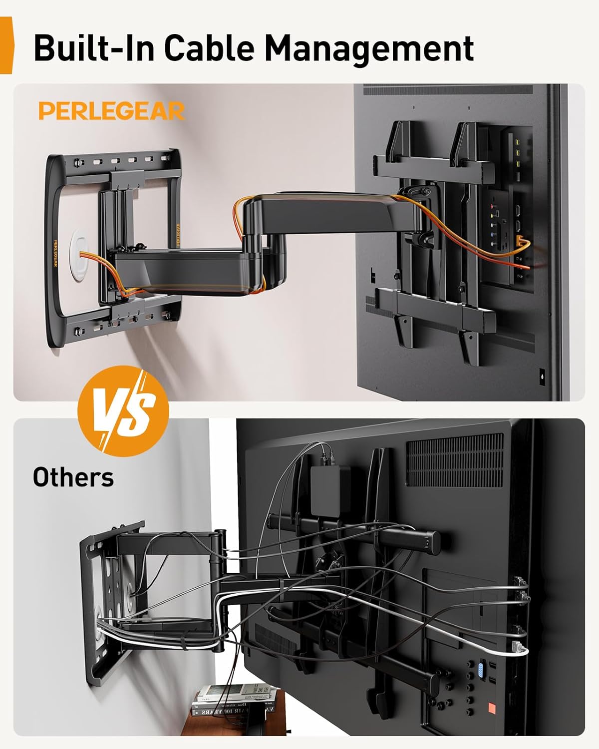 Perlegear Full Motion TV Wall Mount for 42-95″ TVs, PGTVM41B-LF-US