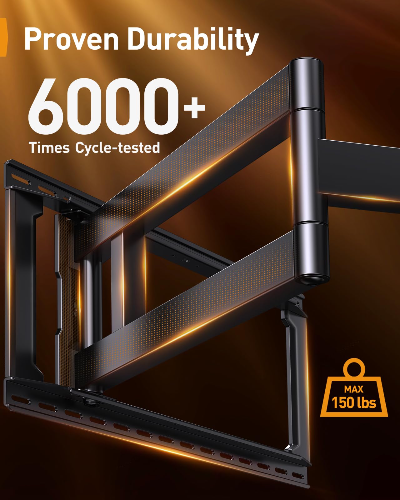 Perlegear Long Arm Full Motion TV Wall Mount for 42–90 Inch TVs up to 150 lbs, 40″ Long Extension, Pre-Assembled Corner TV Mount with Full Swivel, Tilt, Fits 8″/12″/16″/24″ Studs, Max VESA 800x400mm