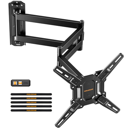 Perlegear Long Arm TV Wall Mount for 32-65″ TVs, 37.4” Long Extension Corner TV Mount, Max VESA 400x400mm, Articulating Arms Full Motion Wall Mount Bracket with Swivel and Tilt, Holds up to 110 lbs