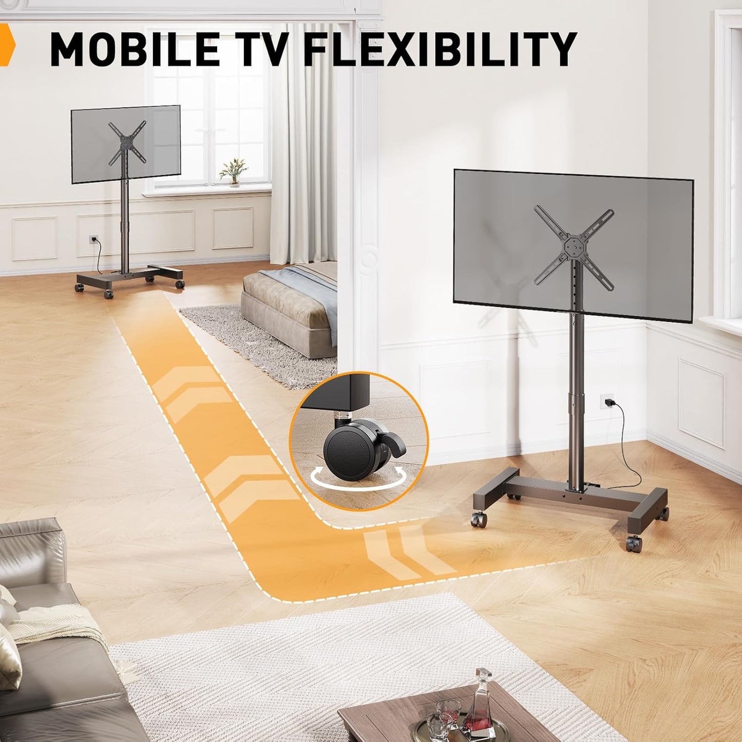 Rolling TV Stand with Power Outlet