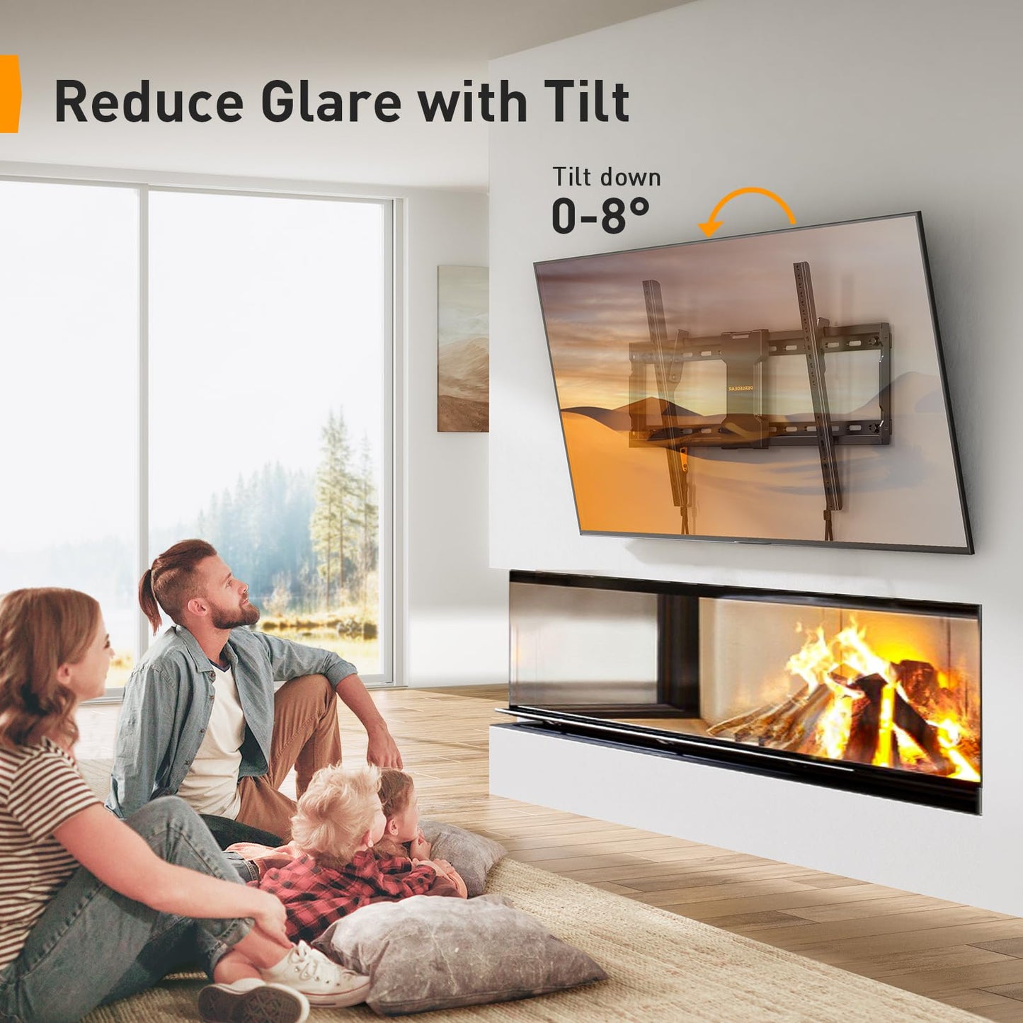 Perlegear Tilting TV Wall Mount for Most 37-82 inch TVs up to 132 lbs, Low Profile Tilt TV Mount Wall Bracket for Flat or Curved TVs, Fits 24”/18”/16” Studs, Max VESA 600x400mm, PGLT2