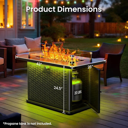 Outdoor Cozy Fire Pit with RGB Lighting Strip