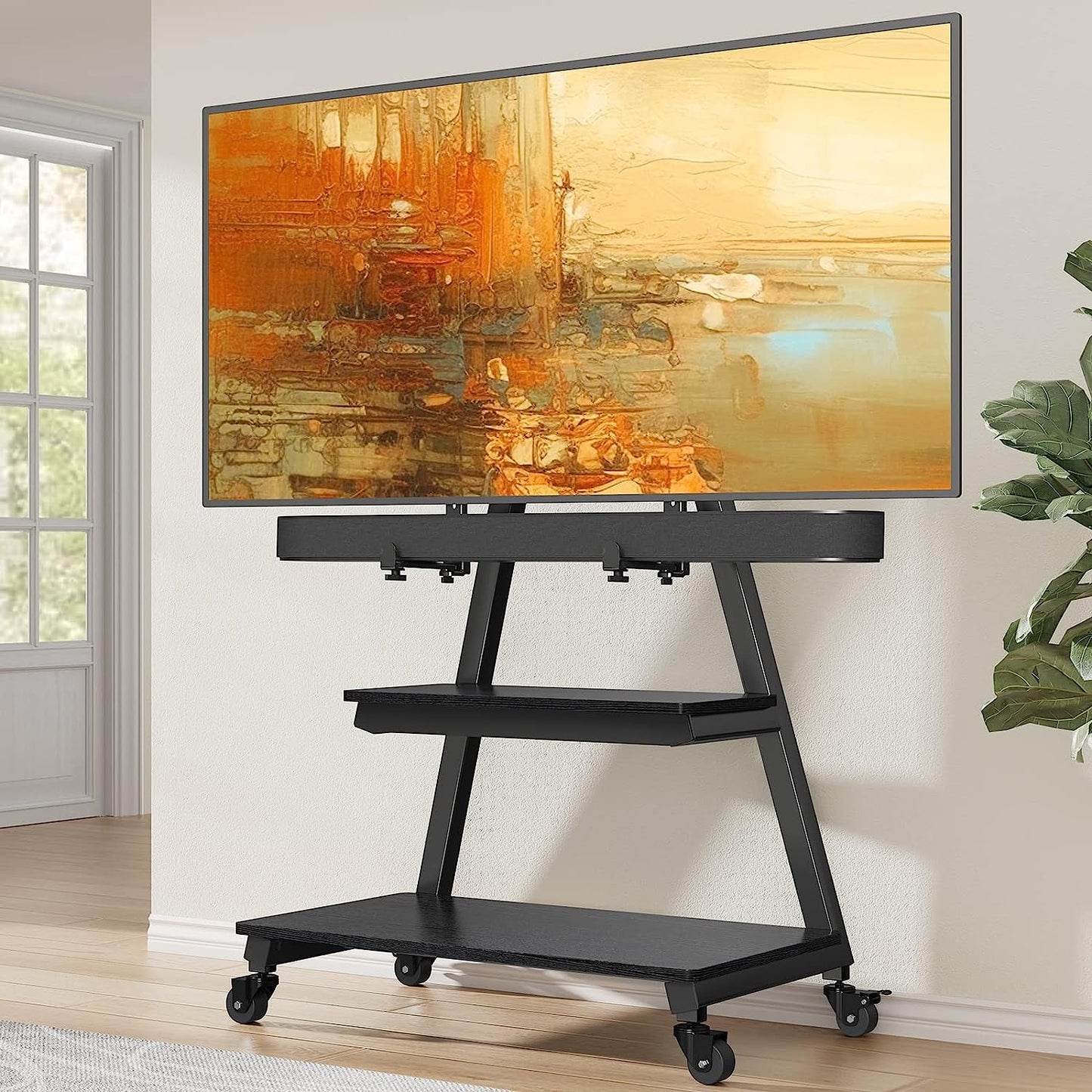 Heavy-Duty TV Cart For 43" To 83" TVs With Soundbar Mount