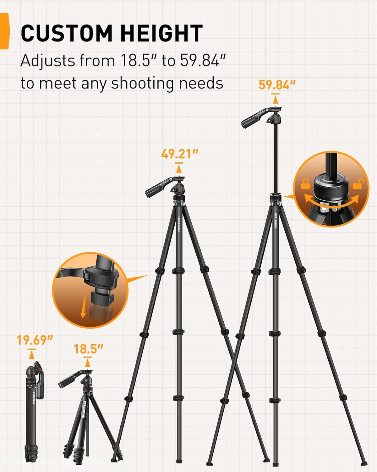 59.84″ Portable and Height-Adjustable Tripod for Camera and Phone