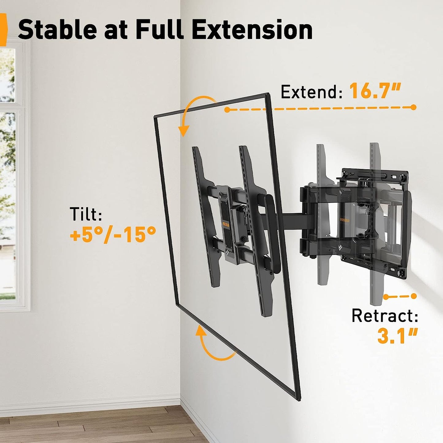 Telescopic Support TV Wall Mount For 40" To 82" TVs, PGLF9-US