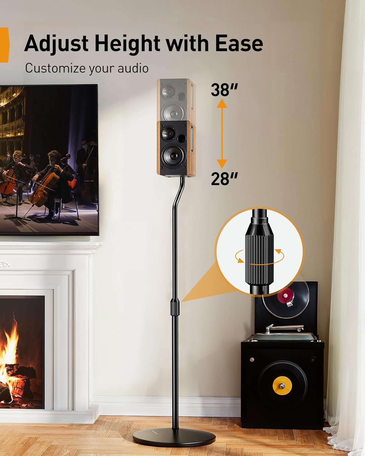 Height-Adjustable Speaker Stand Pair