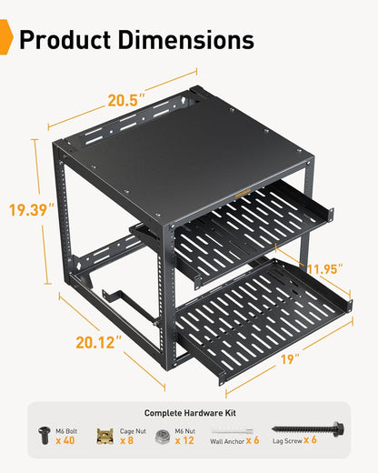 10U Open Frame Network Rack for 19″ Servers & AV Gear