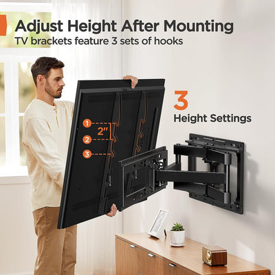 Perlegear Soporte de pared para TV de movimiento completo para televisores  LED, LCD, OLED curvados planos de 26 a 65 pulgadas, soporte de TV con