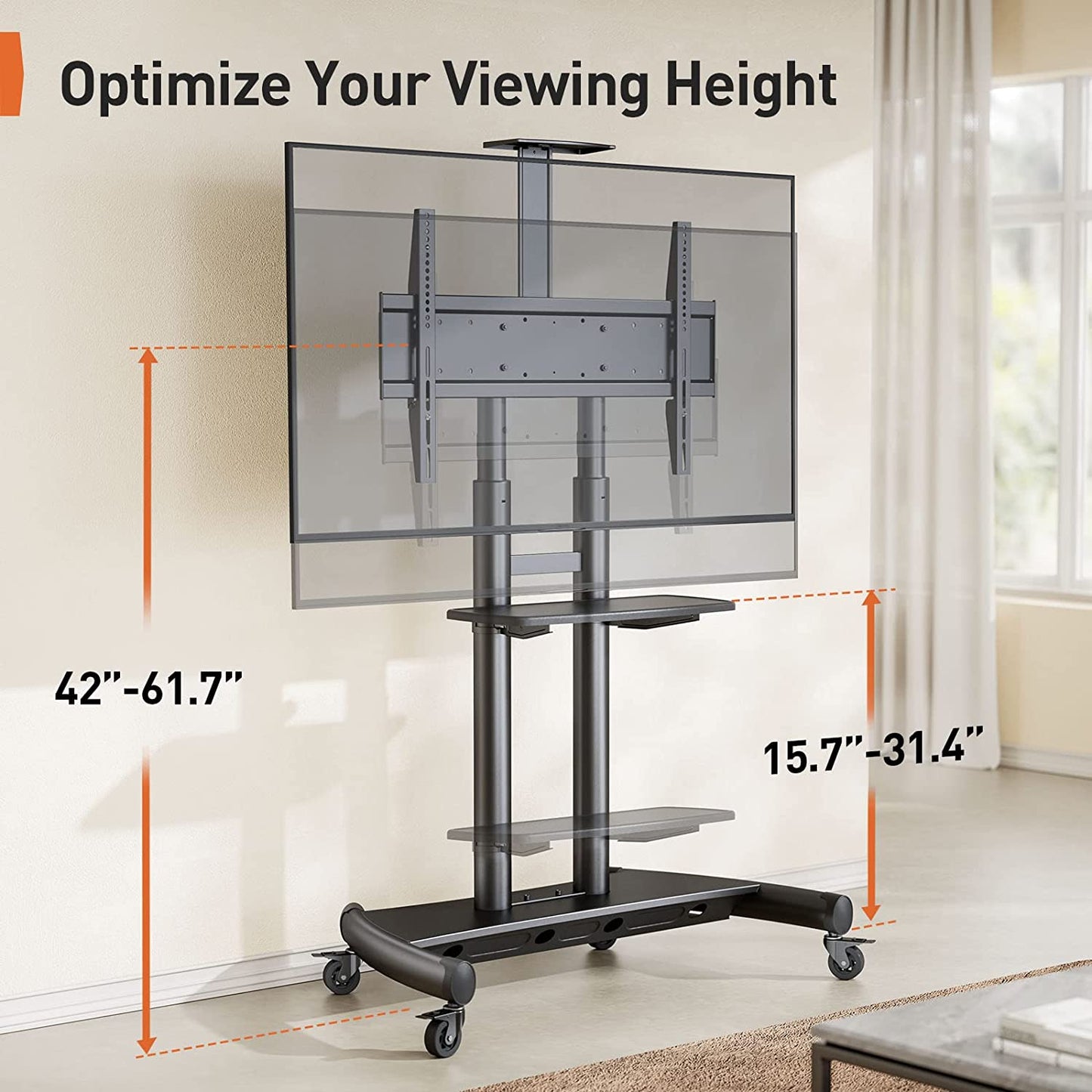 Heavy-Duty TV Cart For 55" To 90" TVs