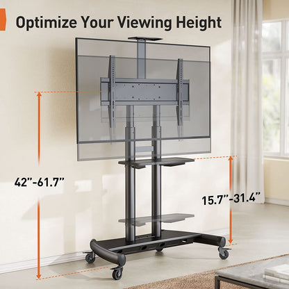 Heavy-Duty TV Cart For 55" To 90" TVs
