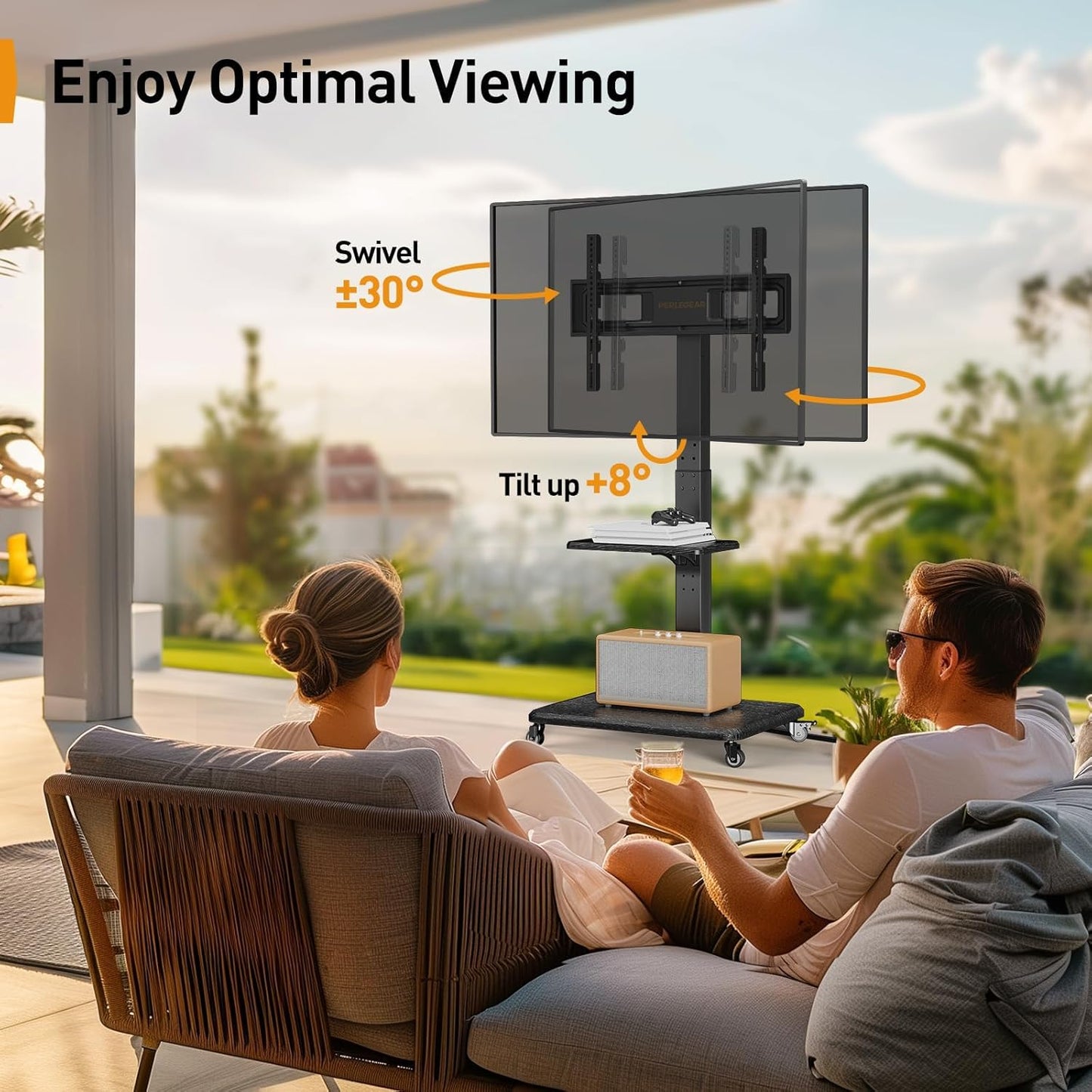 TV Cart with Power Outlet For 32" To 75" TVs