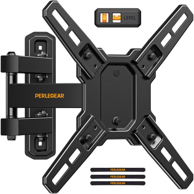 Perlegear Full Motion TV Wall Mount for 13-42 inch Flat or Curved TVs & Monitors up to 55 lbs, Wall Mount TV Bracket with Articulating Arm, Swivel, Tilt, Extension TV Mount, Max VESA 200x200mm, PGSF6