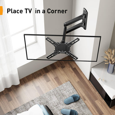 Perlegear Full Motion TV Wall Mount for 13-42 inch Flat or Curved TVs & Monitors up to 55 lbs, Wall Mount TV Bracket with Articulating Arm, Swivel, Tilt, Extension TV Mount, Max VESA 200x200mm, PGSF6