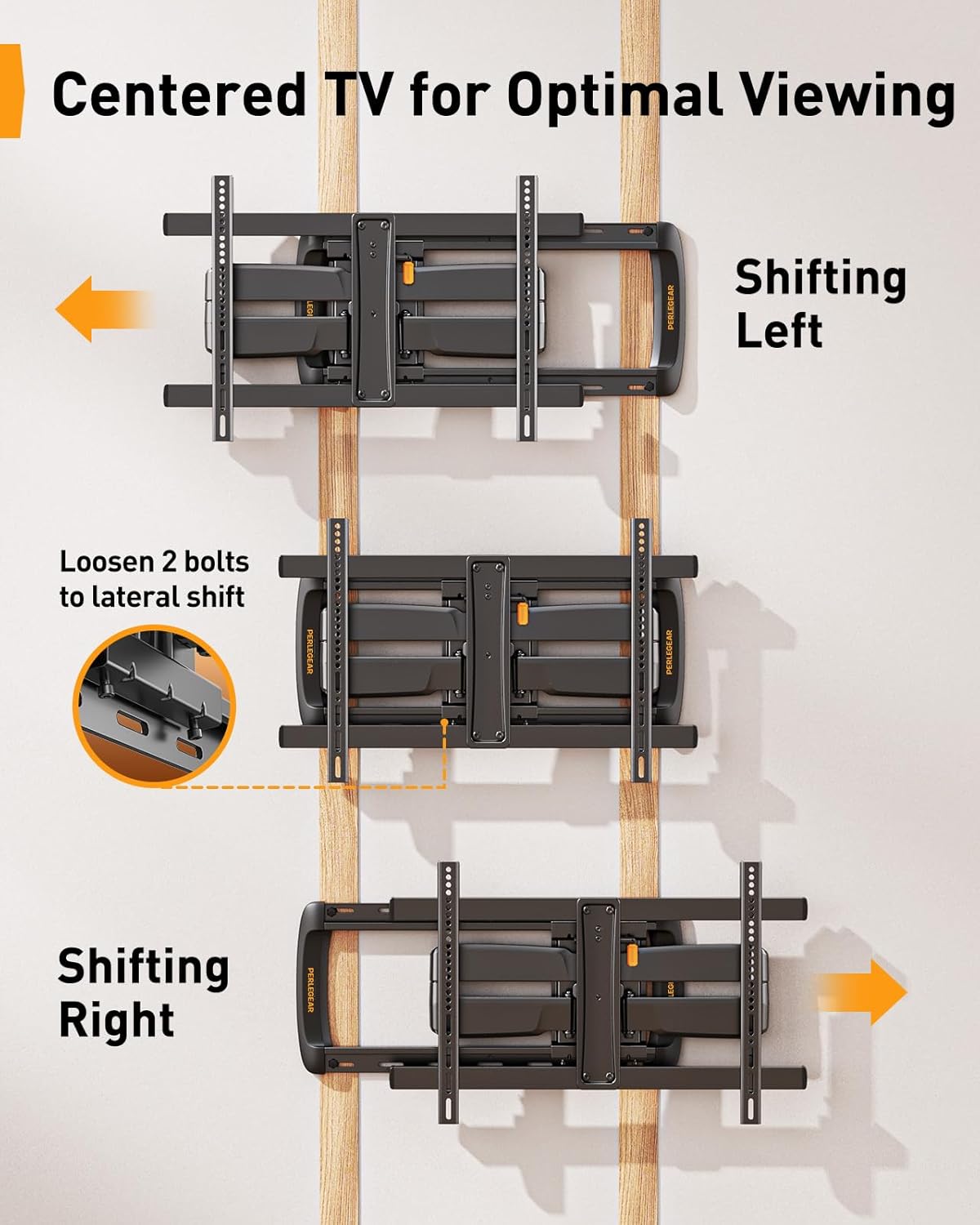 Perlegear Full Motion TV Wall Mount for 42-95″ TVs, PGTVM41B-LF-US