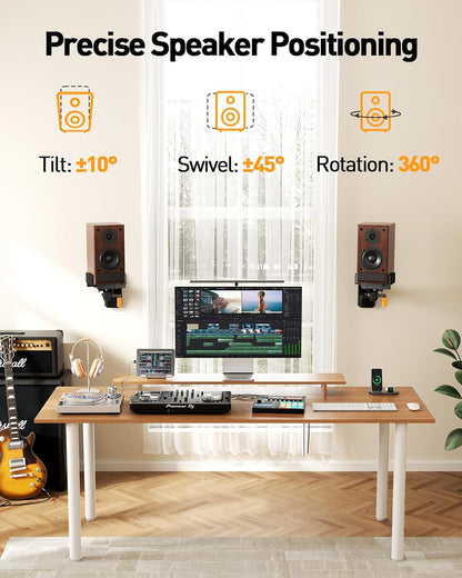 Pre-Assembled Bookshelf Speaker Mount with Cushioned Tilt Knob