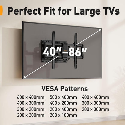 Full Motion TV Wall Mount For 40" to 86" TVs